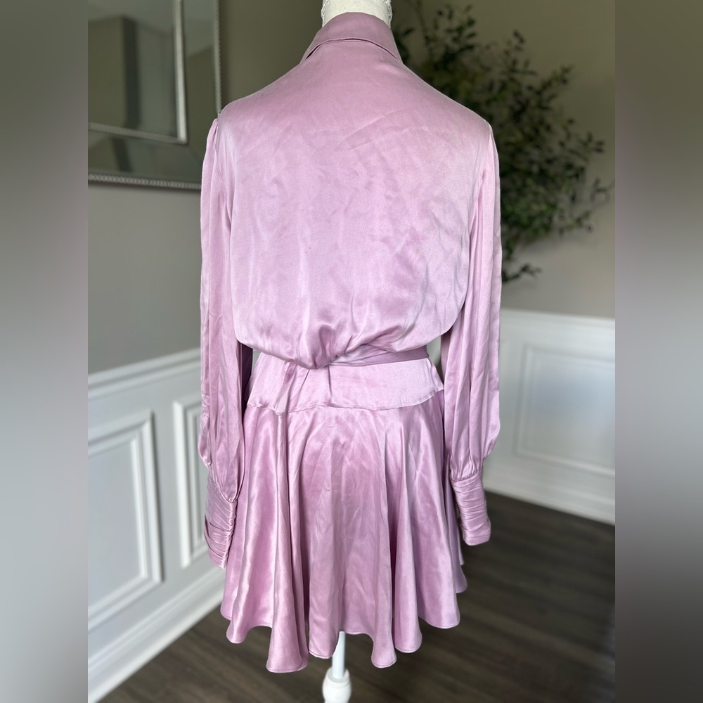 Zimmermann Silk Wrap V-Neck Minidress In Lavender Purple sz 4 US 10/12  NWT 595$ - Picture 7 of 7